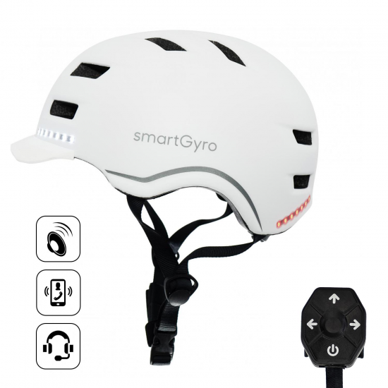 Casco deportivo inteligente SmartGyro SMART PRO, tamaño M, blanco